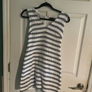 J Crew Blue White Stripe Tweed Dress size 00